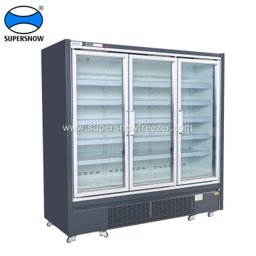 Glass door frozen food display freezer fridge